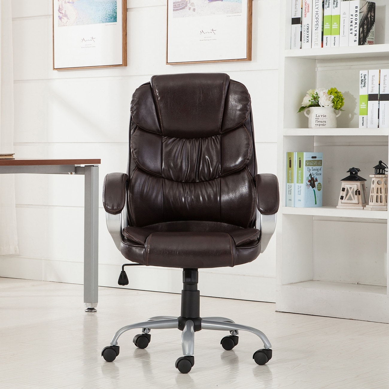 Belleze Executive Office Chair Ergonomic Padded Armrest Belleze Executive Office Chair Ergonomic Padded Armrest Computer Desk Mocha Free Shipping Today 16262320