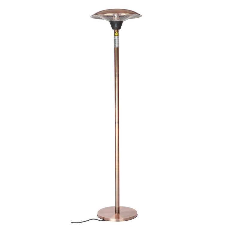 Fire Sense 62220 81 Tall 1500 Watt Free Standing Halogen Electric Heater With Weighted Base Brushed Copper