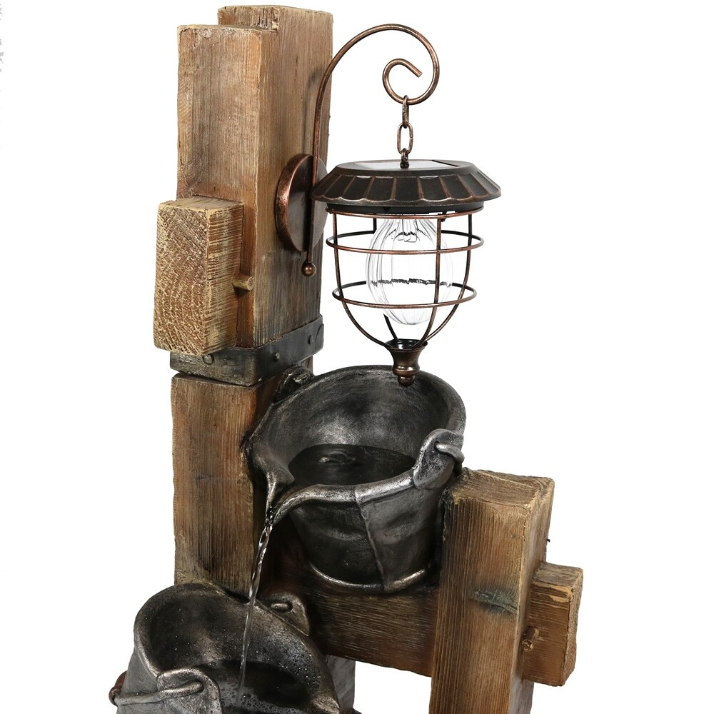 Shop Sunnydaze Rustic Pouring Buckets Outdoor Water Fountain Solar