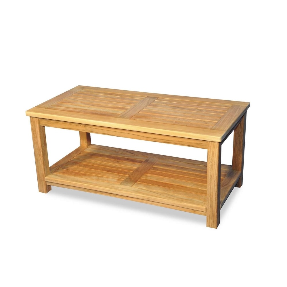 40 Large Natural Teak Coffee Table With Lower Shelf Brown Free 40 Large Natural Teak Coffee Table With Lower Shelf Brown Free Shipping Today 26381867