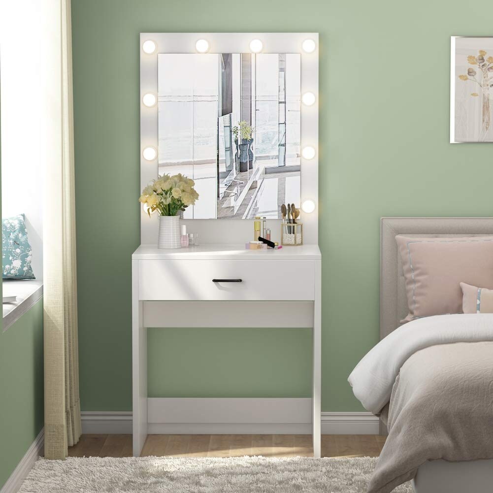 Shop Makeup Vanity With Lighted Mirror Dressing Table Dresser Desk