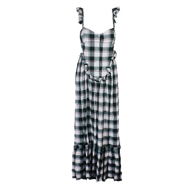 Dark Green Plaid Dress