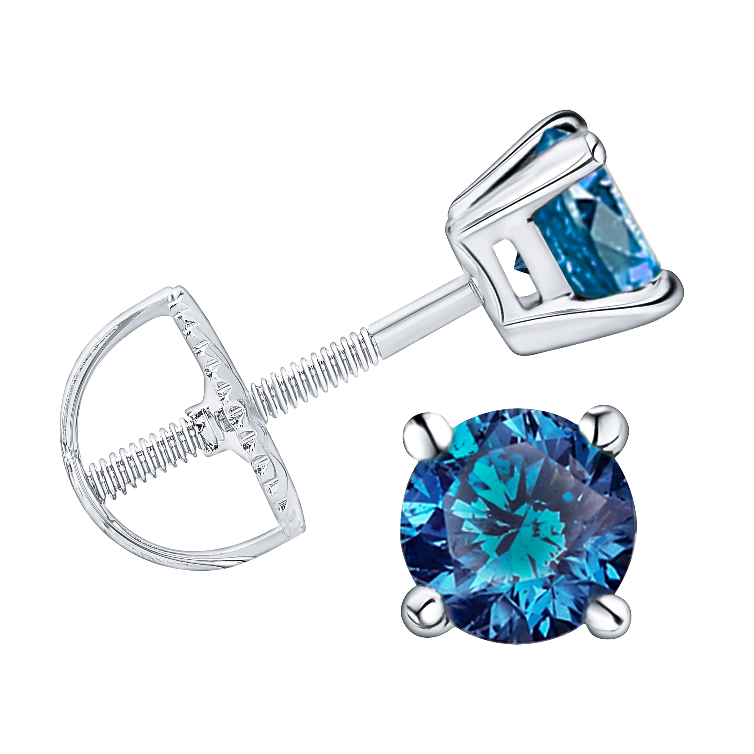 Prism Jewel Blue Color Diamond G Set Back Stud Prism Jewel Blue Color Diamond G Set Back Stud Earring