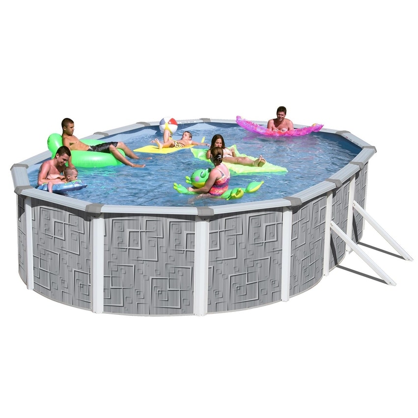Tango Oval Above Ground Swimming Pool Package 33 Ft X 18 Ft X 52 In Blue Overstock 22725804
