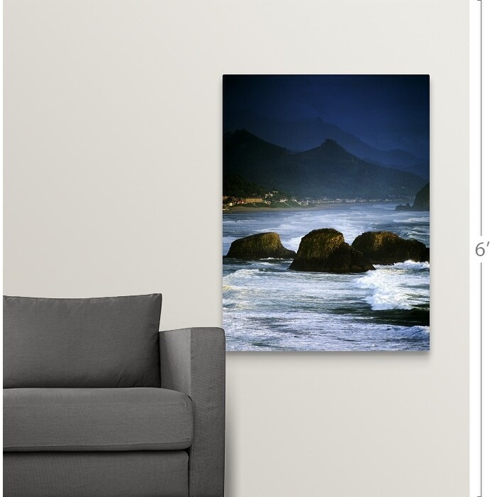 Premium Thick Wrap Canvas Entitled View Of Storm Over Cannon Beach From Ecola State Park Multi Color