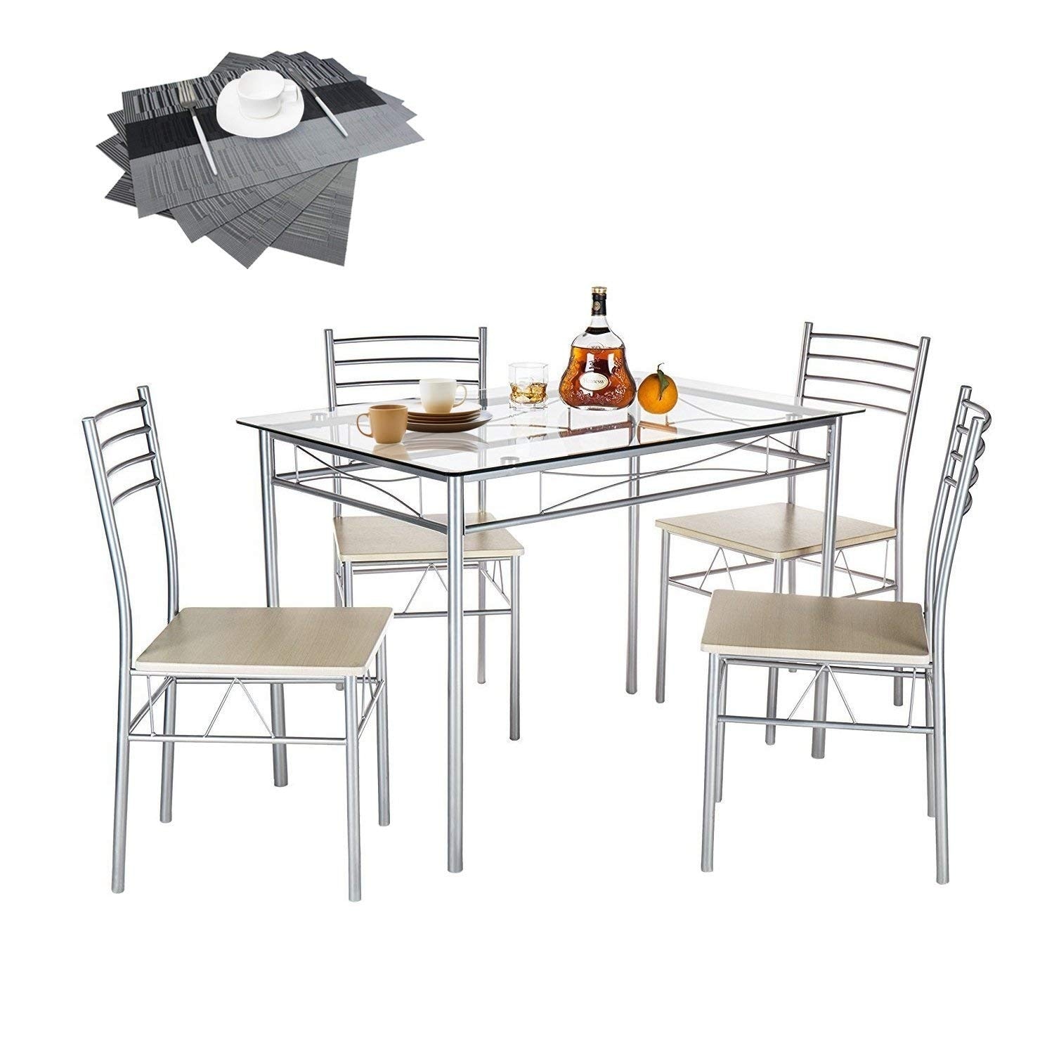 Vecelo Gl Dining Table Set With 4 Chairs Kitchen Vecelo Gl Dining Table Set With 4 Chairs Kitchen Free Shipping Today 13023443