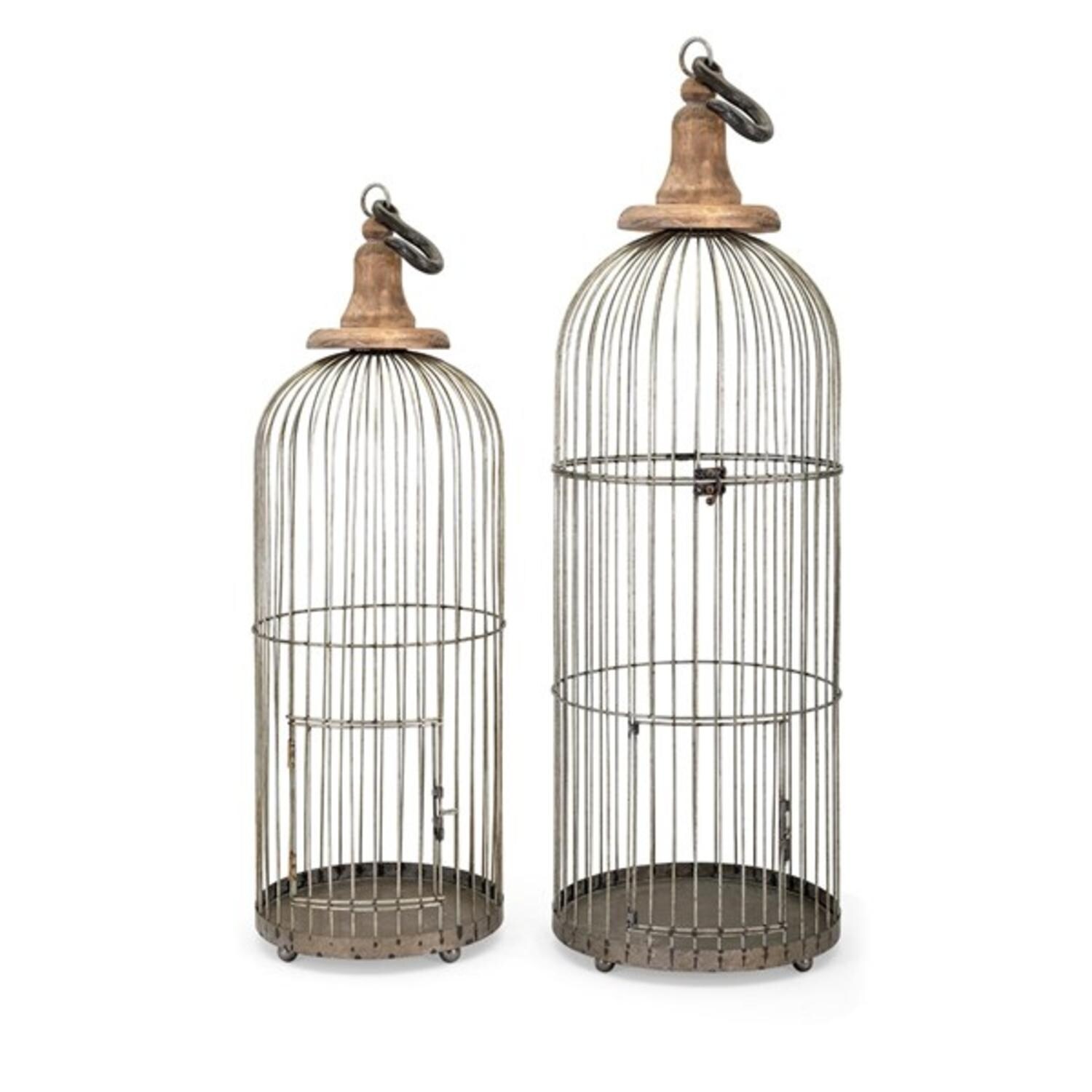 Shop Set Of 2 Taupe Gray Metal Lenore Bird Cages 38 Free Shipping
