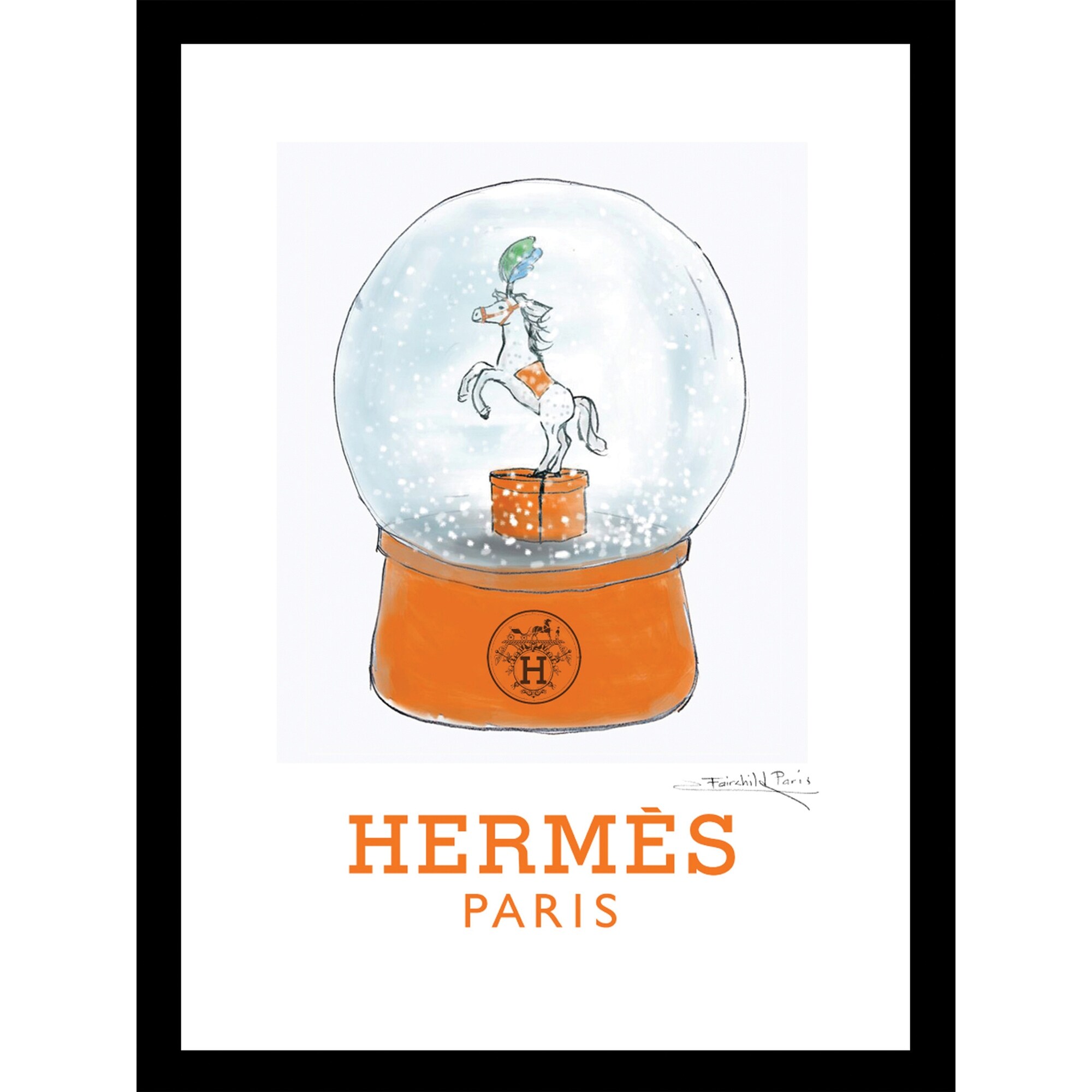 fairchild paris hermes snow globe horse framed wall art 14 x 18 overstock 32629921