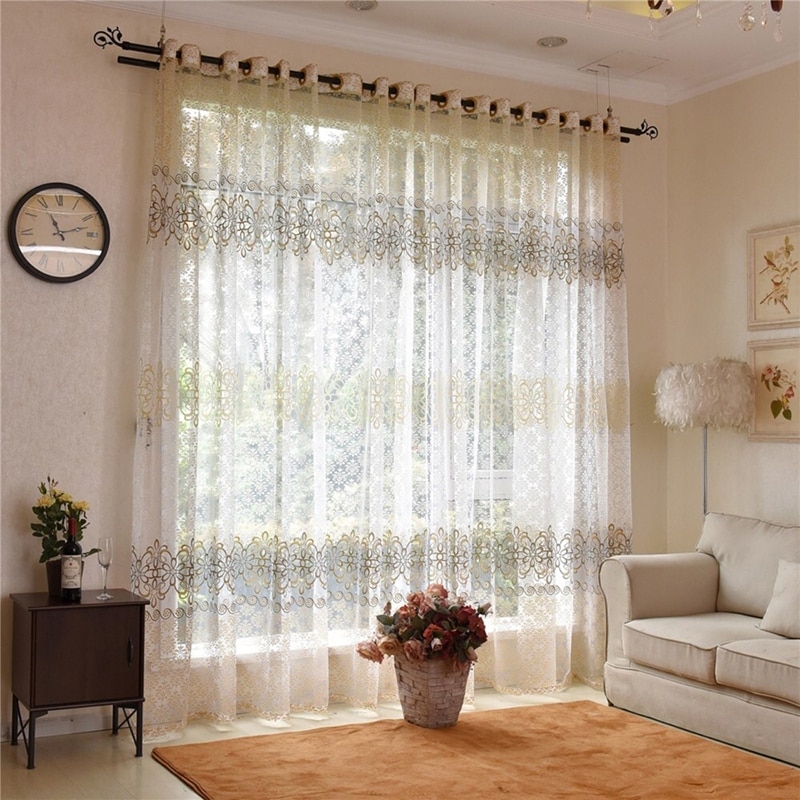 Modern Romantic Floral Sheer Tulle Window Door Curtains Window Drapes Home Decoration For Living Room Bedroom Overstock 31959901