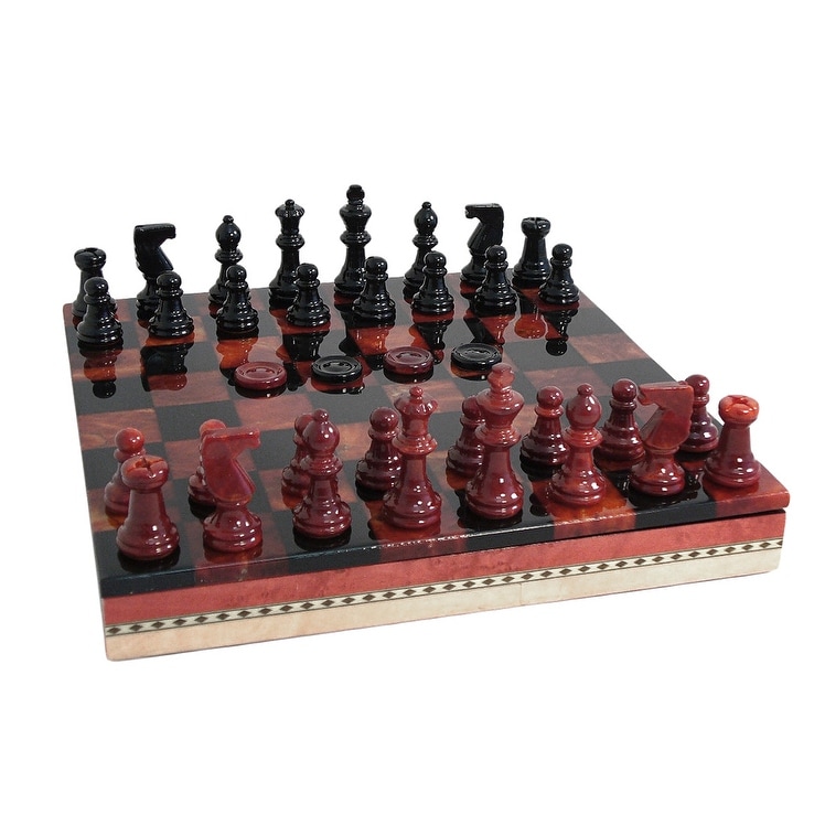 Black Red Alabaster Inlaid Chest Chess Set Multicolored Black Red Alabaster Inlaid Chest Chess Set Multicolored Free Shipping Today 18053165