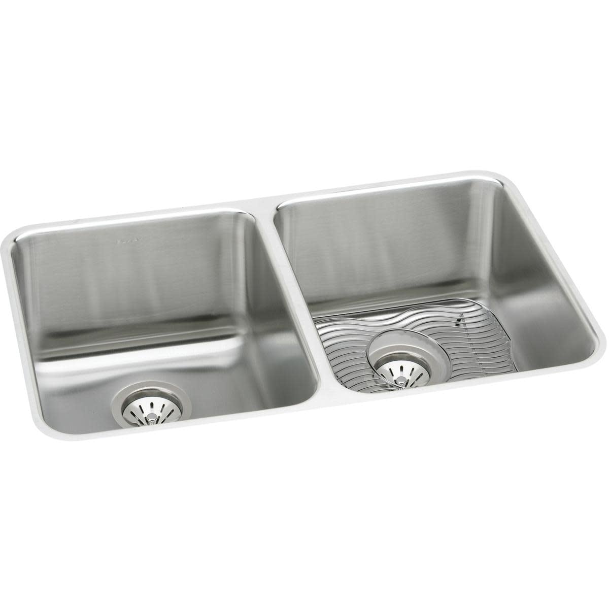Elkay Eluh361710dbg Gourmet Lustertone Stainless Steel 35 3 4 X 18 1 2 Undermount Double Basin Kitchen Sink With 10 Depth