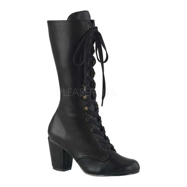 black lace up mid calf boots