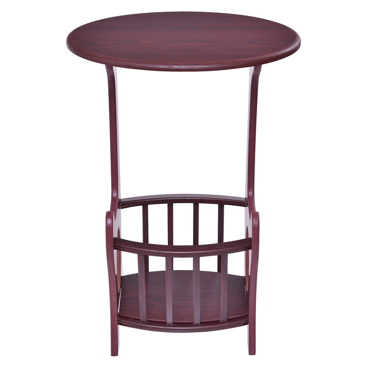 Costway Oval End Table Coffee Couch Tv Snack Chair Sofa Tray Side Wood W Magazine Rack