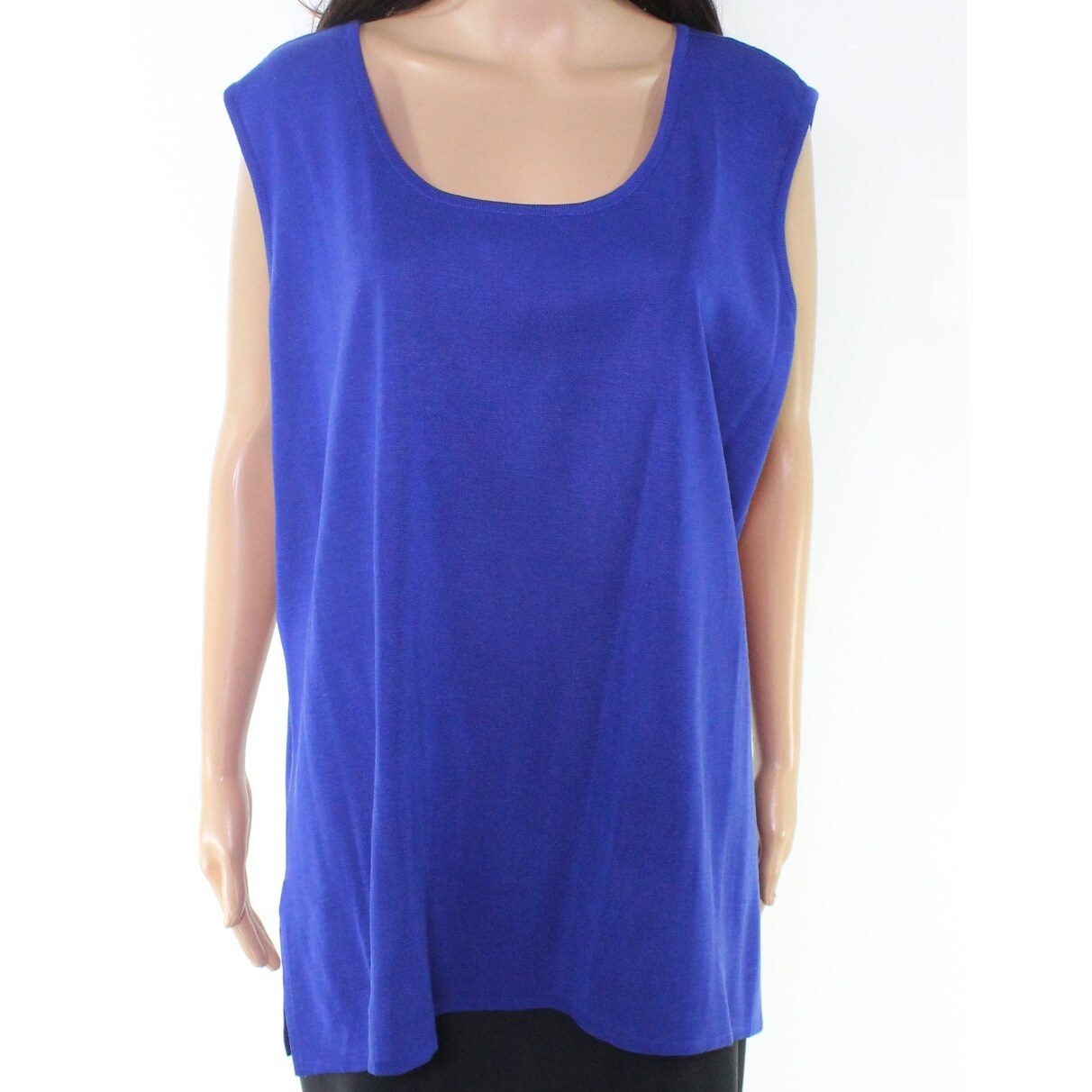 Shop Ming Wang Women S Blue Size 3x Plus Scoop Neck Side Slit Tank