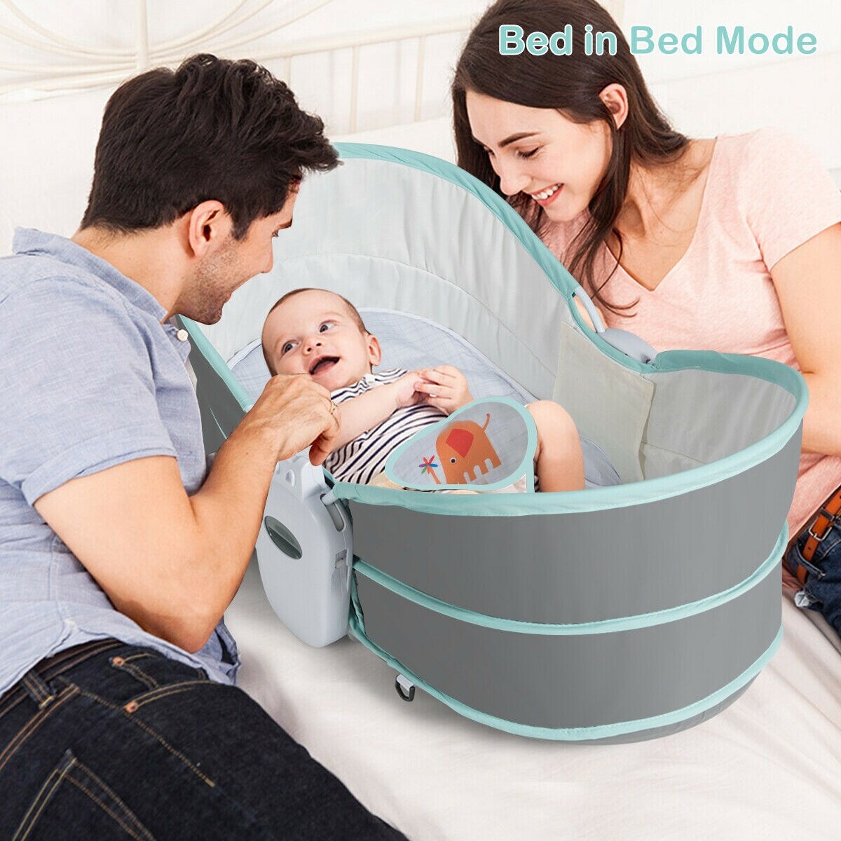 gymax 5 in 1 portable bassinet