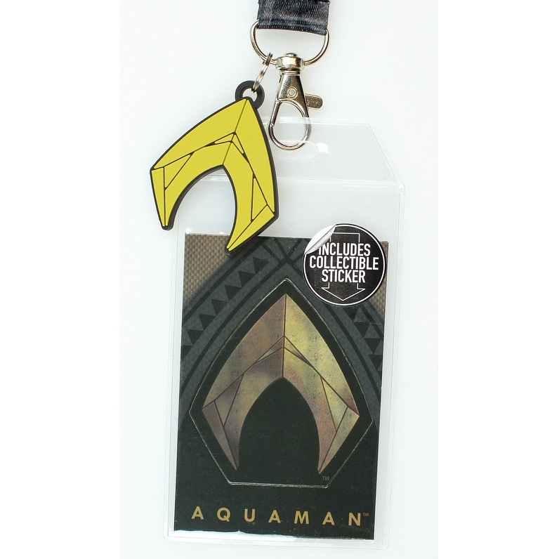 Justice League Aquaman Photo Images Lanyard with Rubber Logo Charm NEW UNUSED