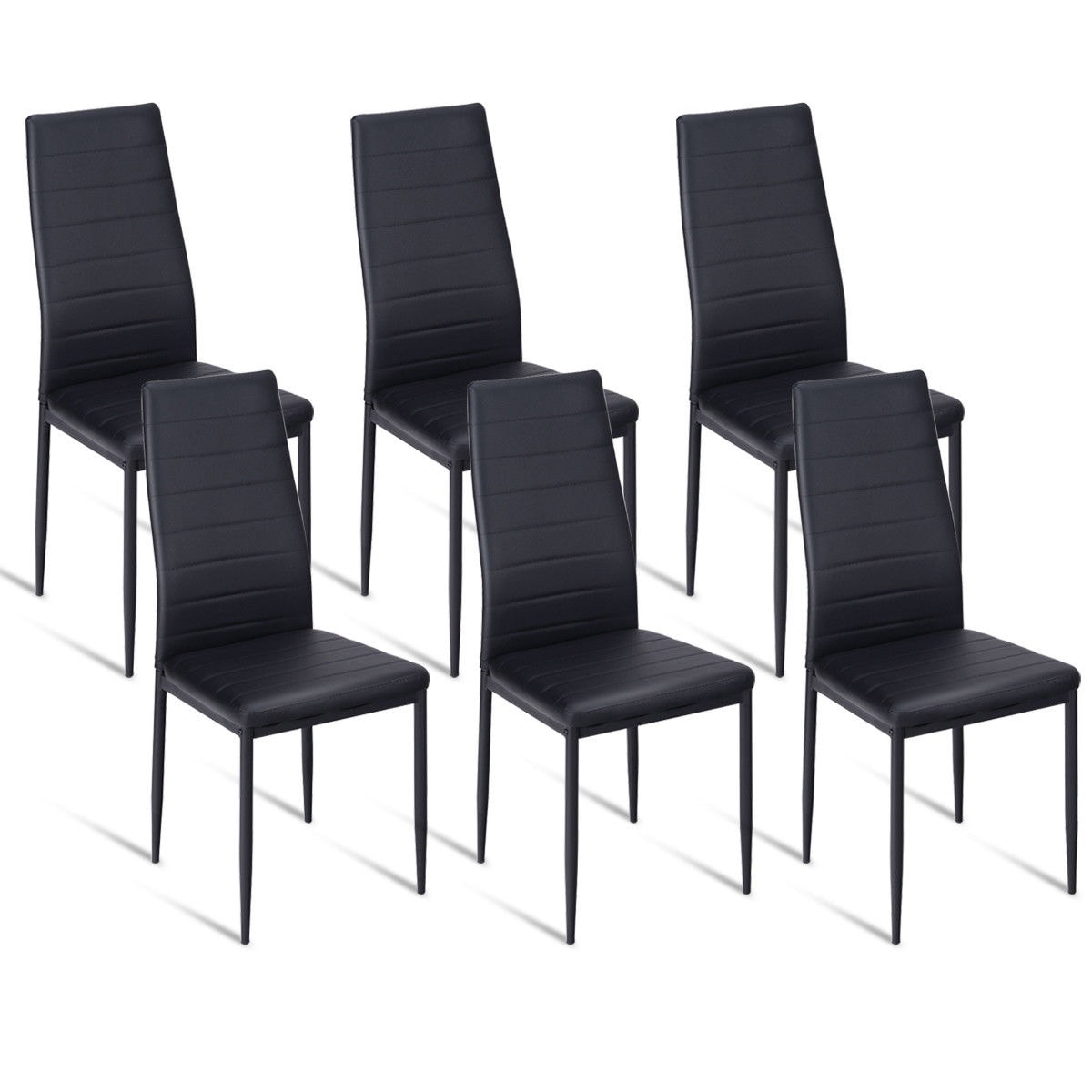Shop Gymax Set Of 6 Dining Chair High Back PU Leather Kitchen Side