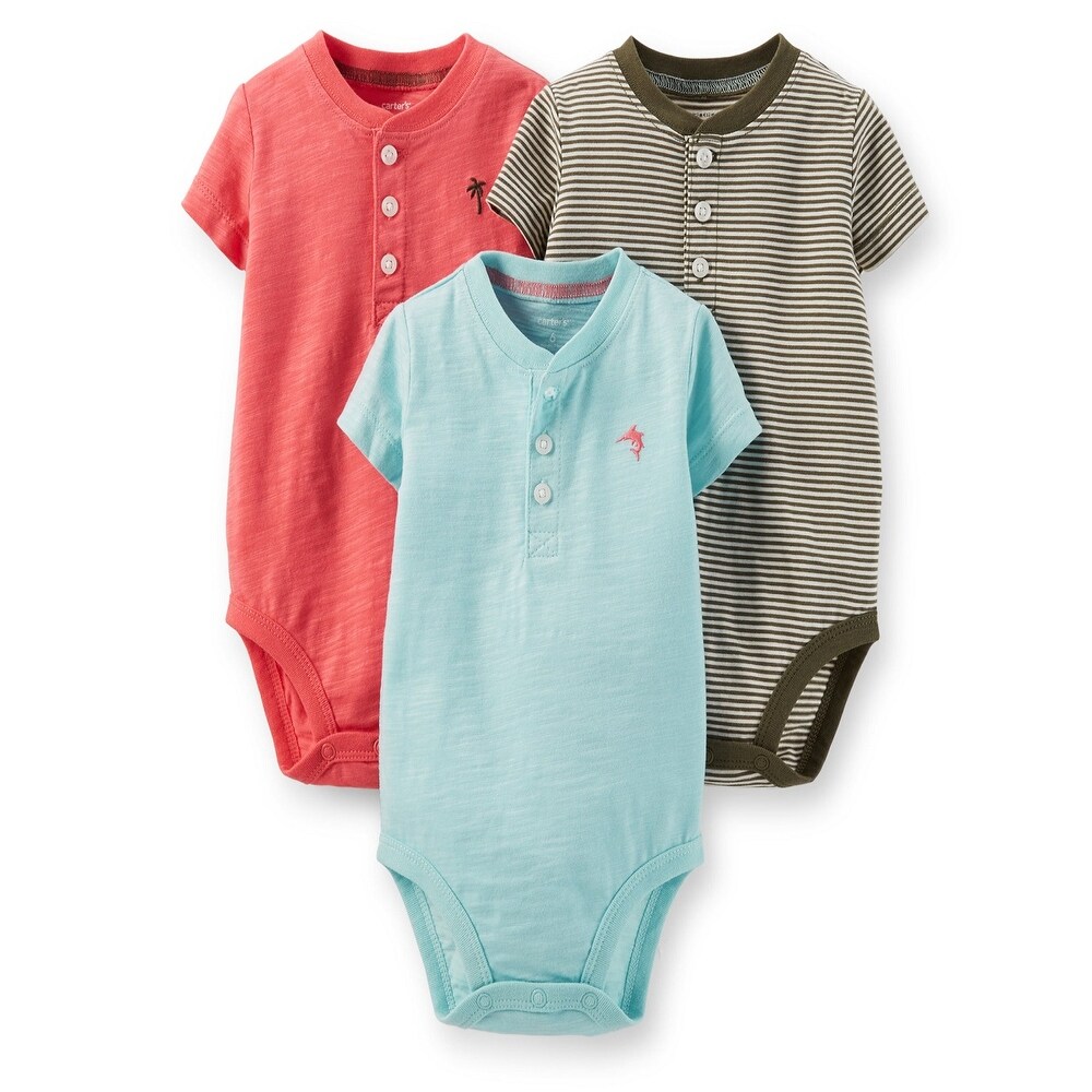 Shop Carter S Baby Boy S 3 Pack Bodysuits Surf S Up Henley 3