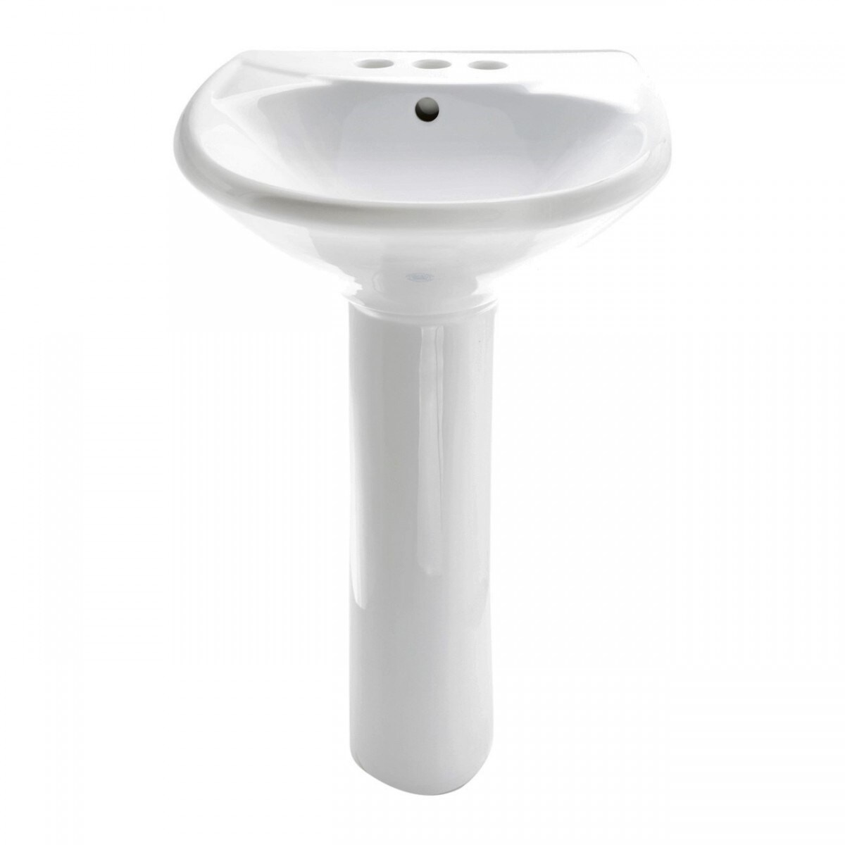 White China Bathroom Pedestal Sink Centerset Faucet Holes With Overflow