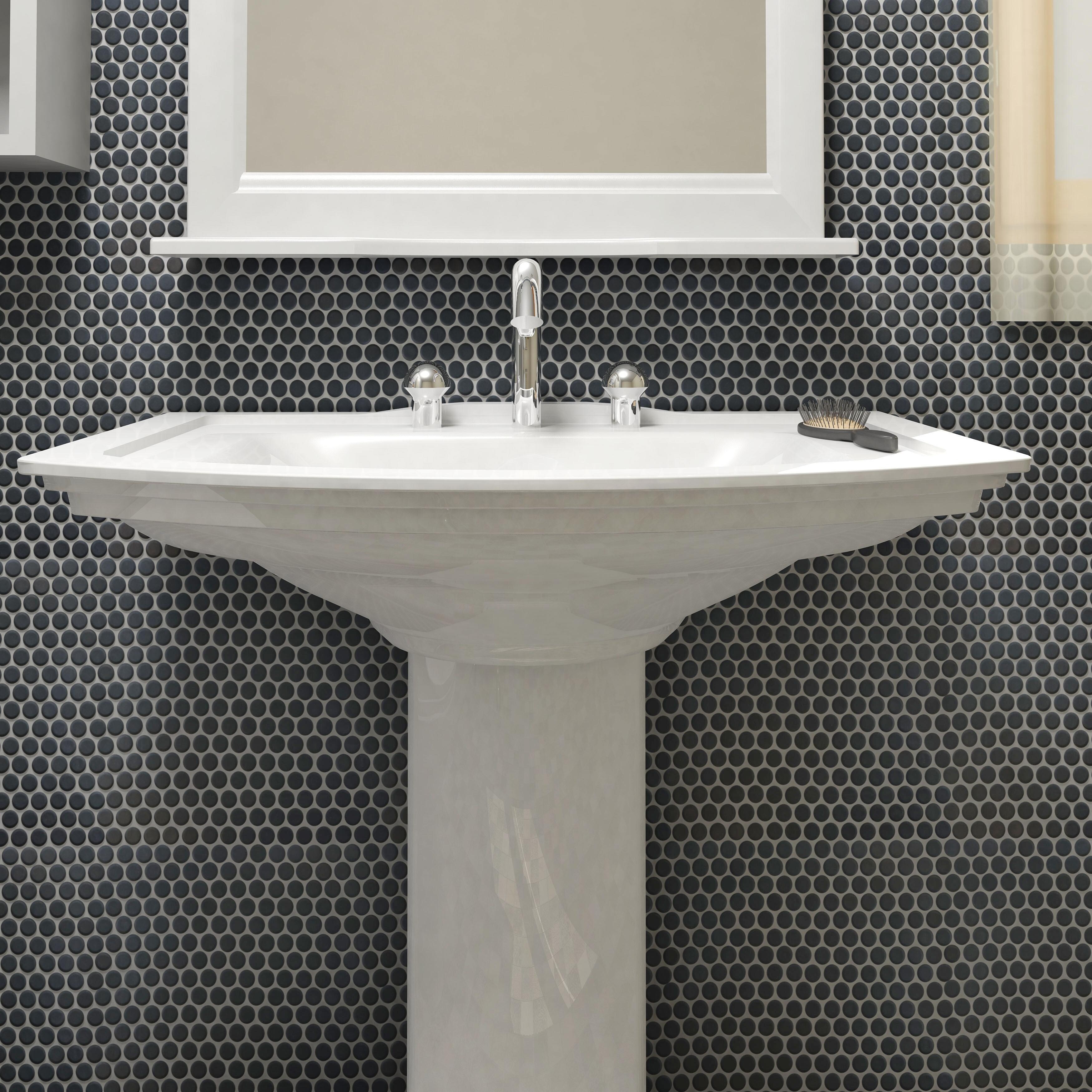 Somertile 12x12 625 Inch Penny Matte Black Porcelain Mosaic Floor And Wall Tile Overstock 10905869
