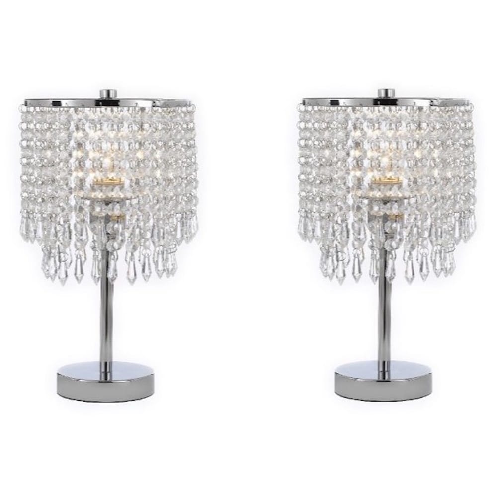 Chrome Round Crystal Bedroom Desk Lamp Table Bedside Chrome Round Crystal Bedroom Desk Lamp Table Bedside Set Of 2 Candelabra Free Shipping Today 22160747