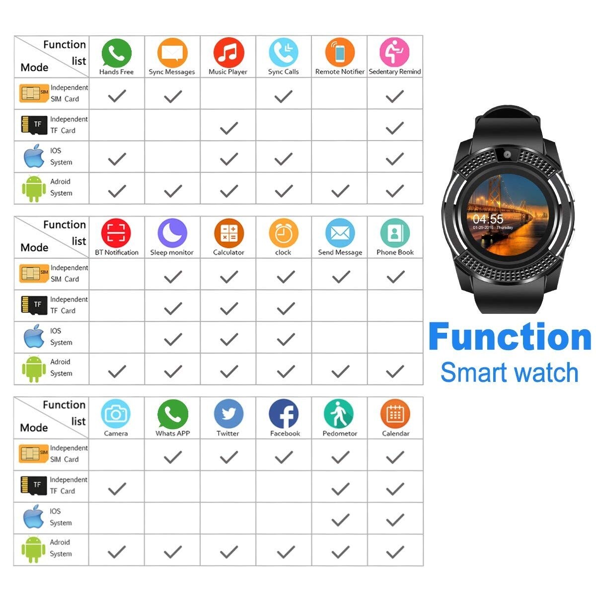 v8 smart watch instructions