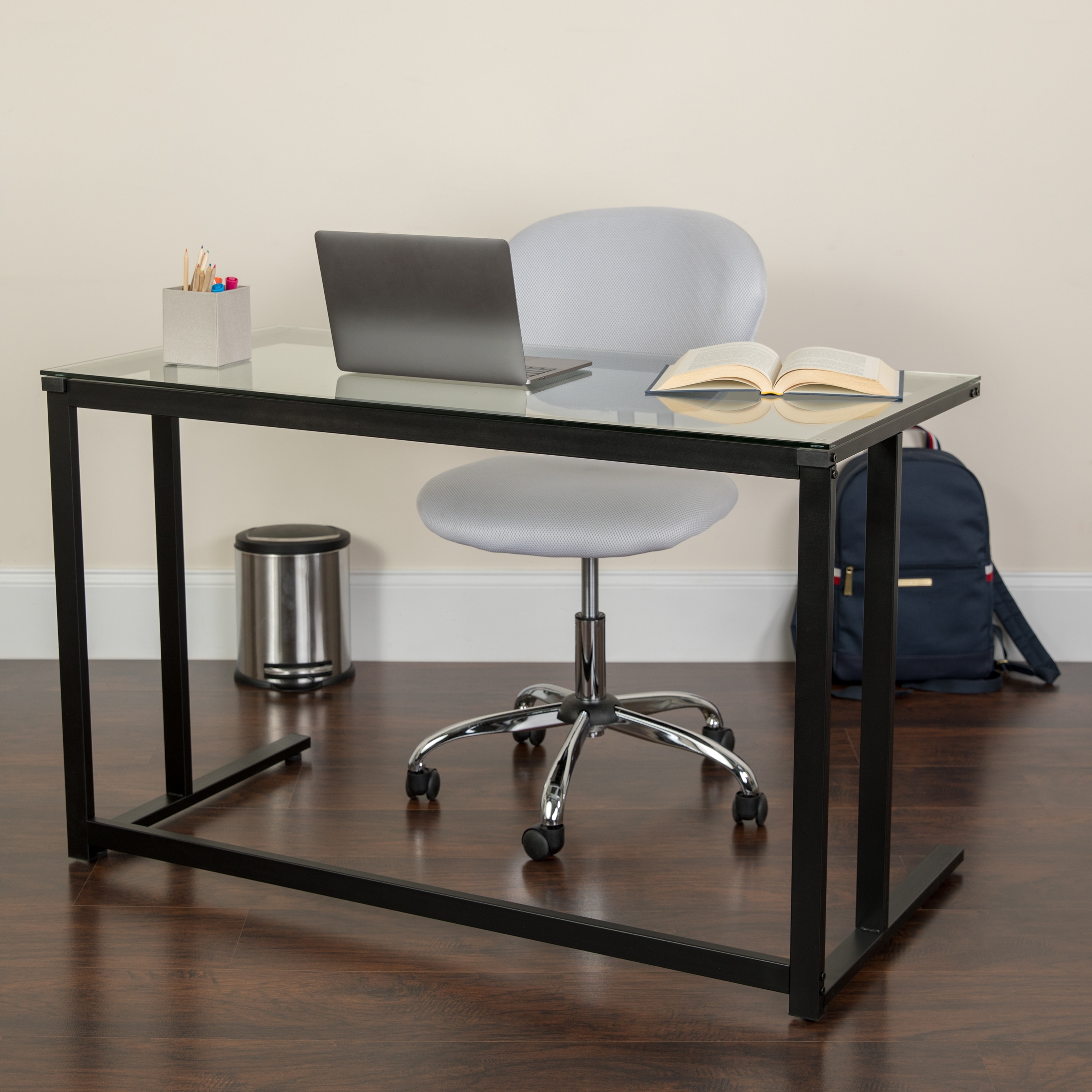 glass top desk