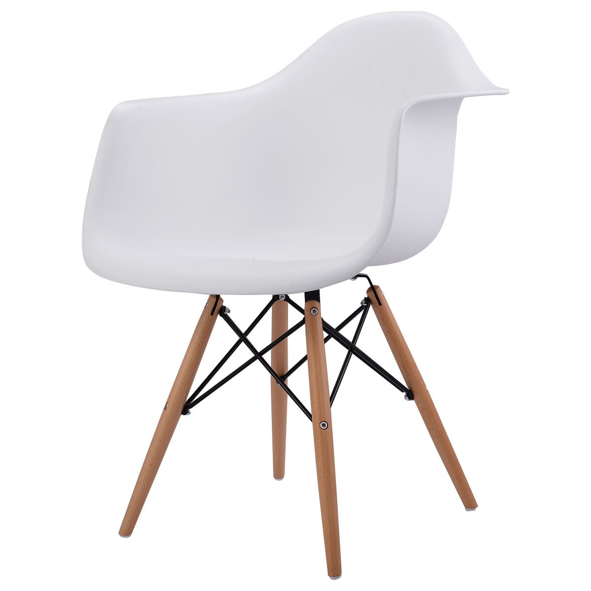 Costway White Modern Molded Plastic Dining Arm Side Chair Wood Costway White Modern Molded Plastic Dining Arm Side Chair Wood Legs Free Shipping Today 17126261
