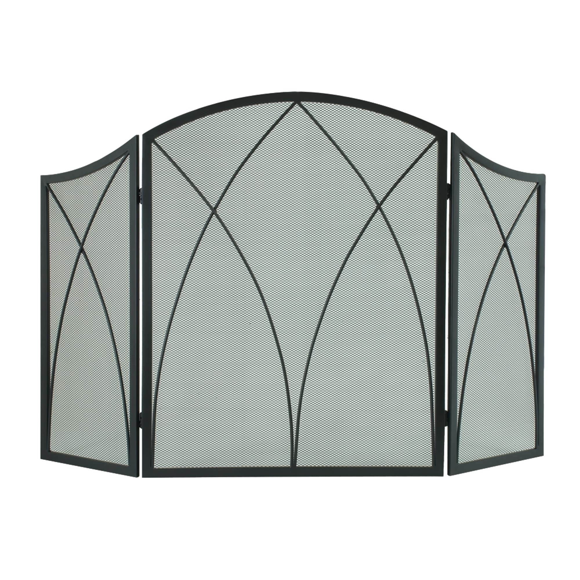 Shop Pleasant Hearth 959 Arched 3 Panel Fireplace Screen Black