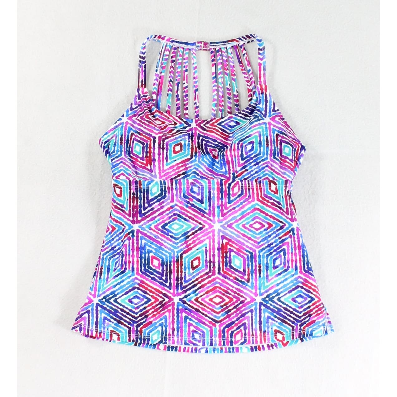Leilani NEW Blue Purple Women's Size 6 Geo Print Strappy Tankini Top - Free Shipping On Orders Over $45 - Overstock.com - 27392955