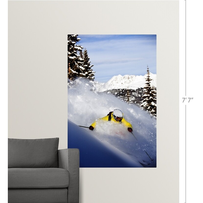 Poster Print Entitled A Skier Rips Fresh Powder Turns In The Backcountry On A Sunny Day In Colorado Multi Color