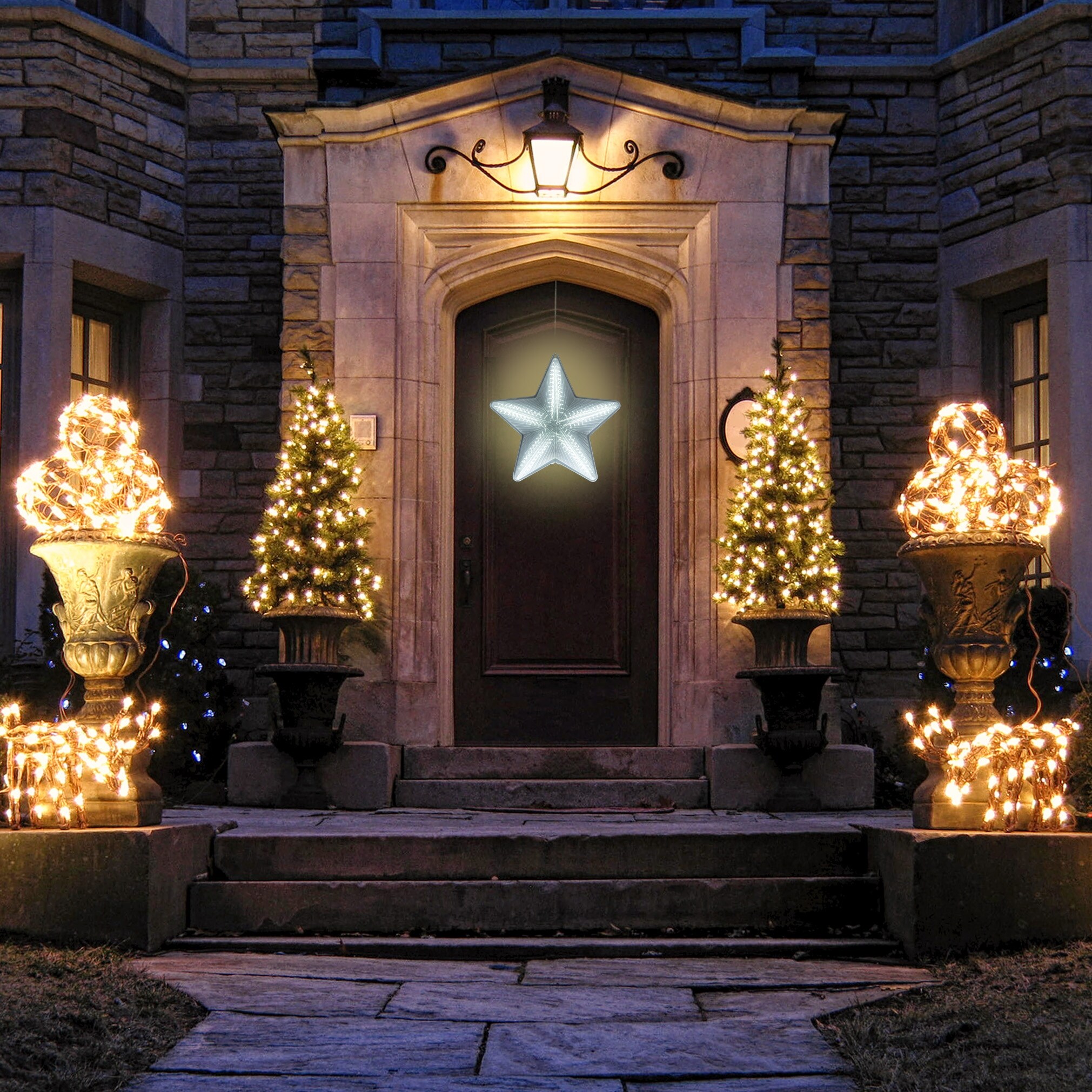 Shop Alpine Corporation Christmas 3d Hanging Star Ornament With Led Lights Overstock 16940053