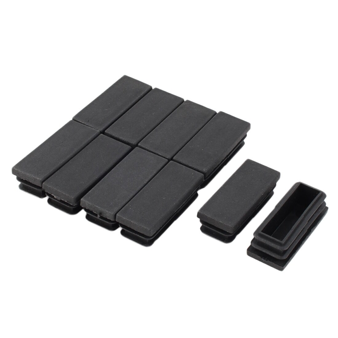 Unique Bargains 10 Pcs Antislip Plastic Rectangle 49mm X 20mm Chair Foot Cover Table Furniture Leg Protector Black