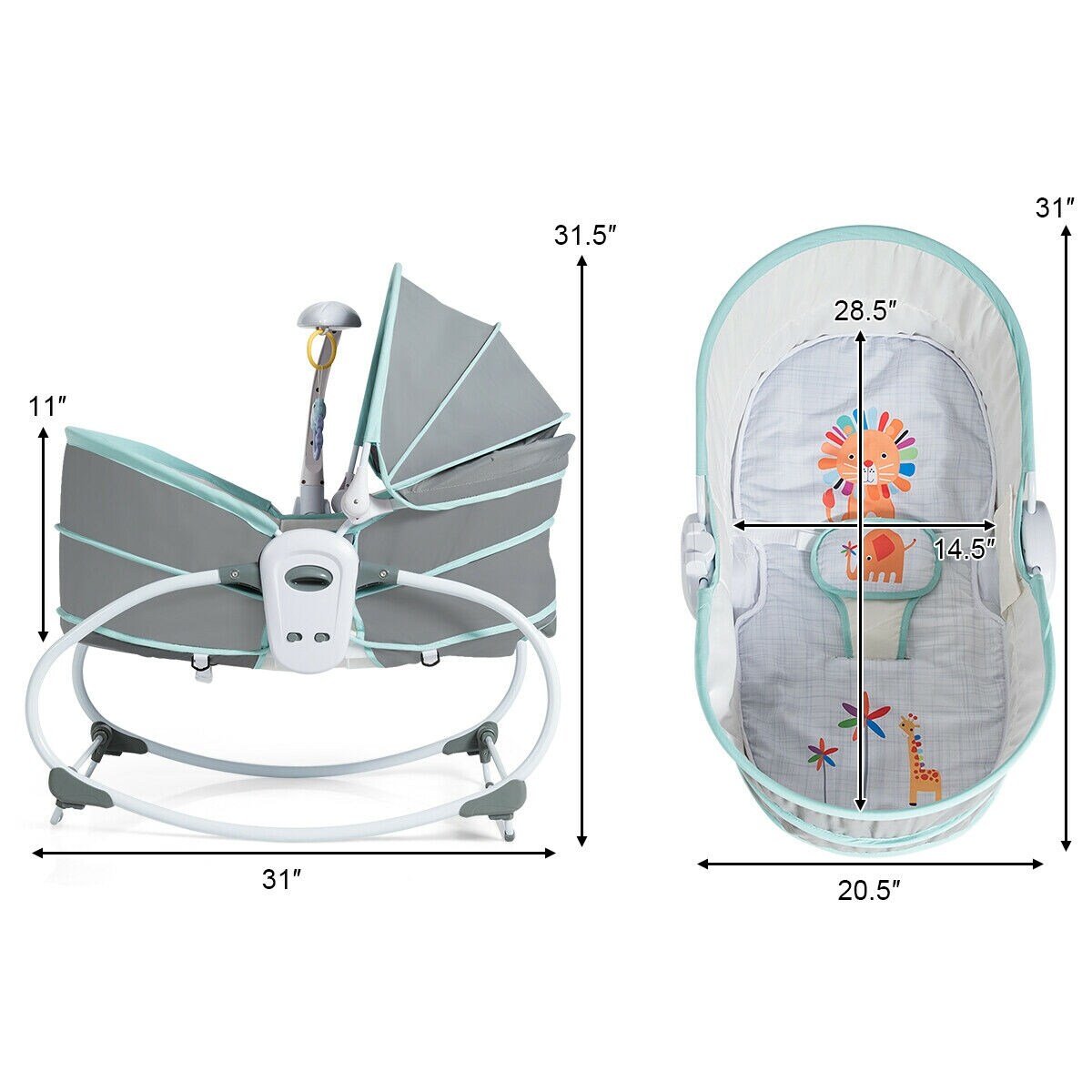gymax 5 in 1 portable bassinet