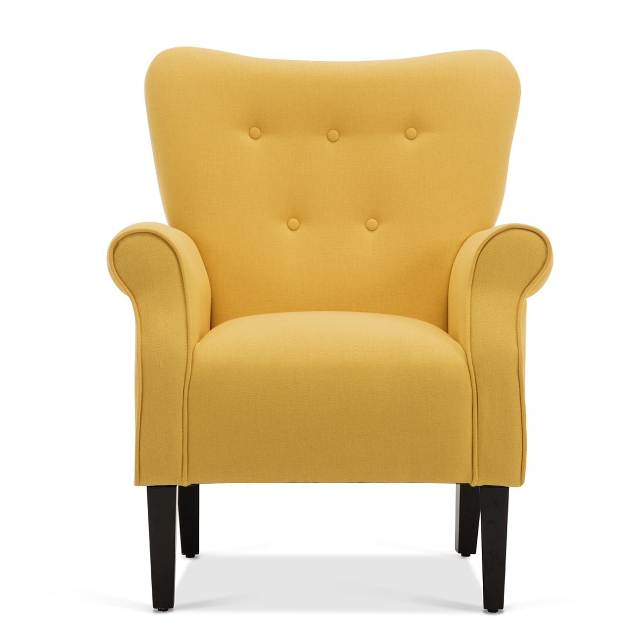 Shop belleze modern linen accent chair armrest living room w wood leg citrine yellow free shipping today overstock 18079763
