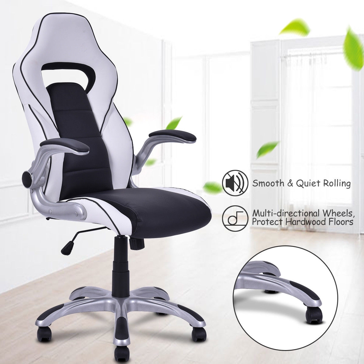 Floor Gaming Chair With Armrest Wikizie Co Costway High Back Executive Racing Style Office Chair Gaming