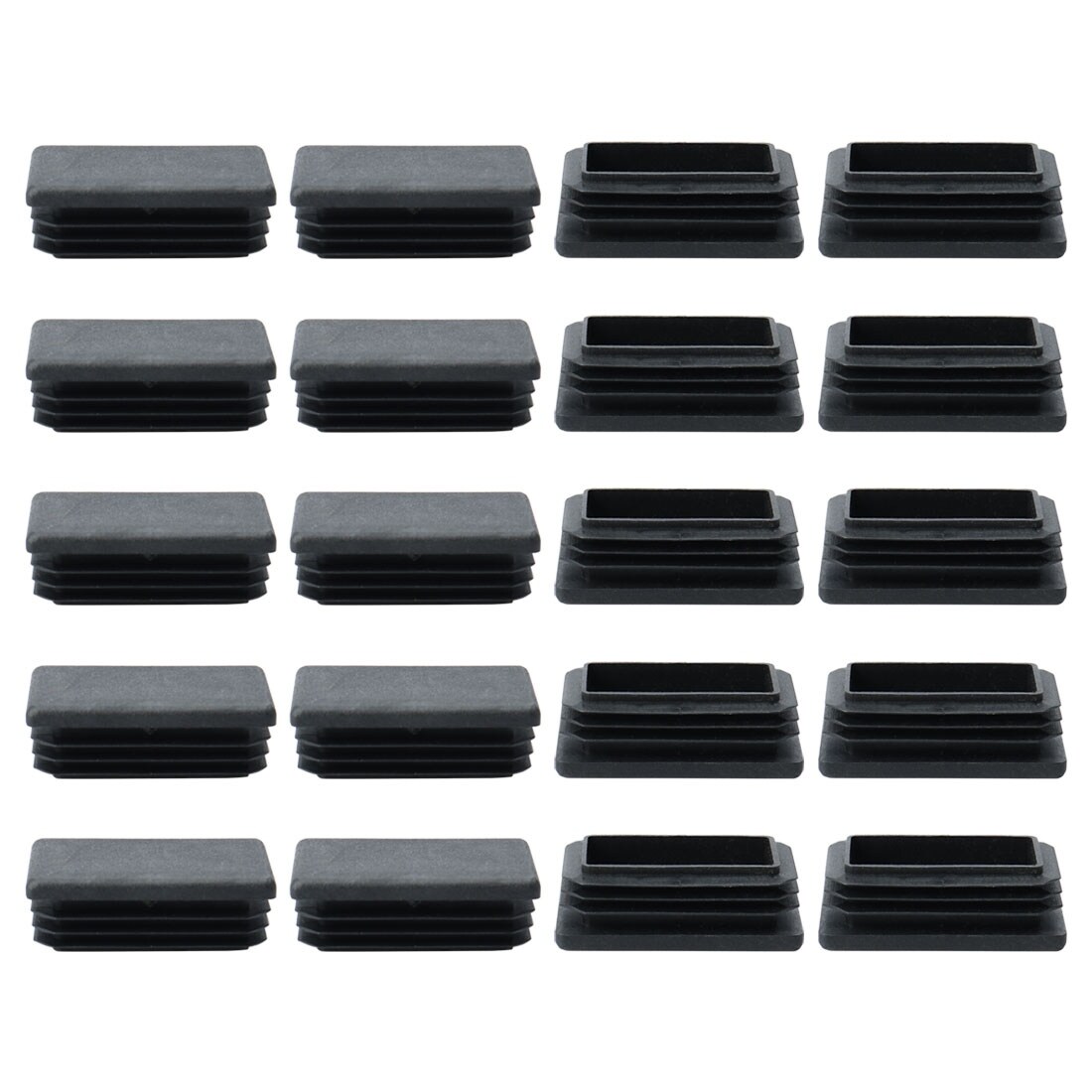 20pcs 50 X 30mm Plastic Rectangle Ribbed Tube Insert Cover Pad Furniture Chair Table Desk Feet Floor Protector
