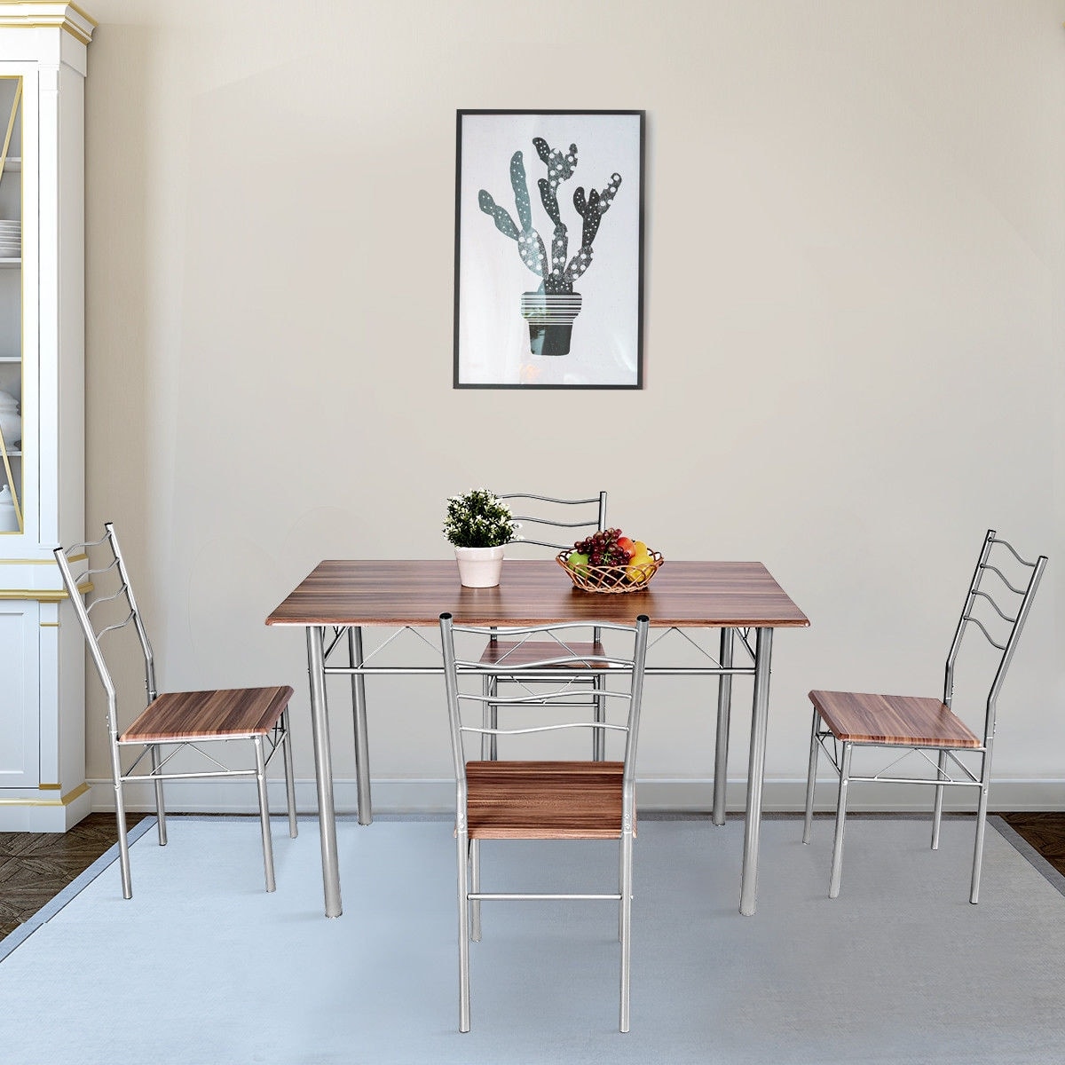 Costway 5 Piece Dining Table Set Wood Metal Kitchen Breakfast Costway 5 Piece Dining Table Set Wood Metal Kitchen Breakfast Furniture W 4 Chair Walnut As Pic Free Shipping Today 19626762