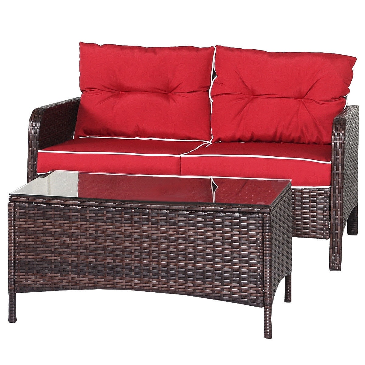 Costway 4 Pcs Outdoor Patio Rattan Wicker Loveseat 2 Single Costway 4 Pcs Outdoor Patio Rattan Wicker Loveseat 2 Single Sofas And 1 Tea Table As Pic Free Shipping Today 16637741