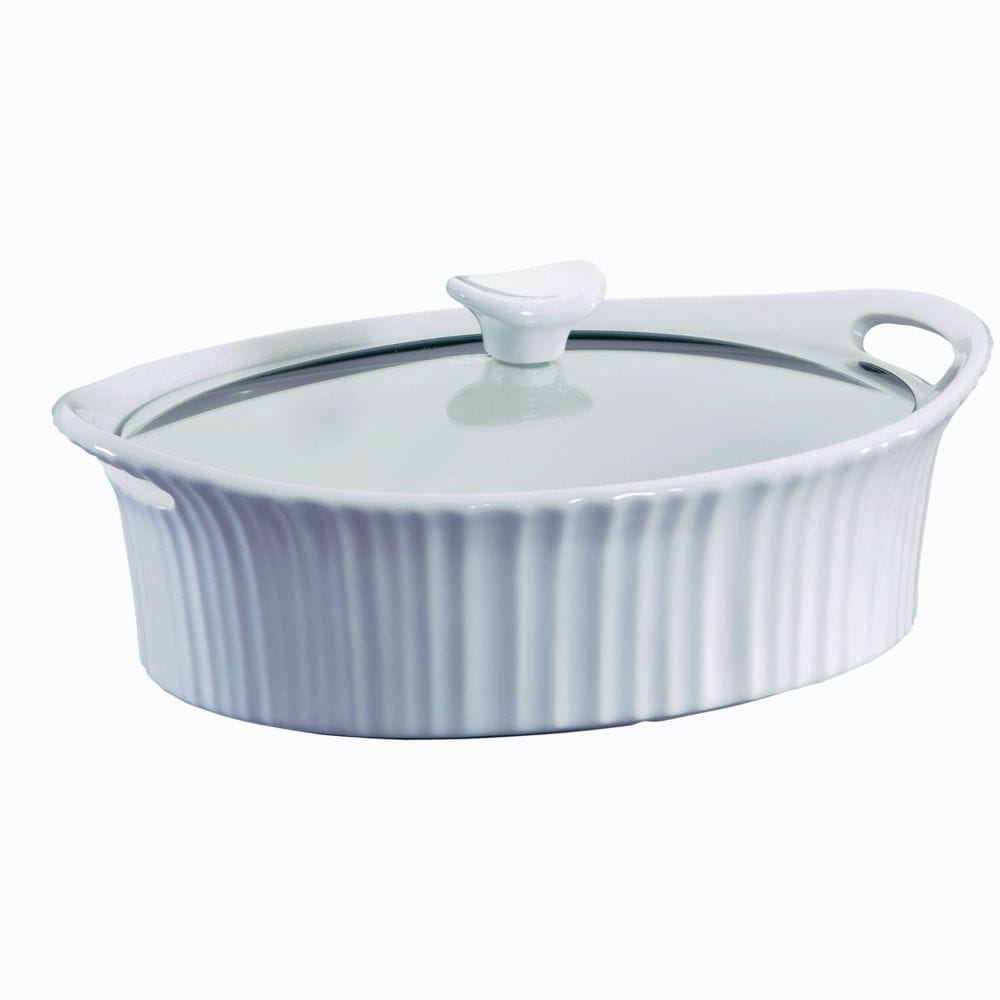 Corningware 1105935 French White III Oval Casserole with Glass Cover 2.5-Quart, Pack Of 2