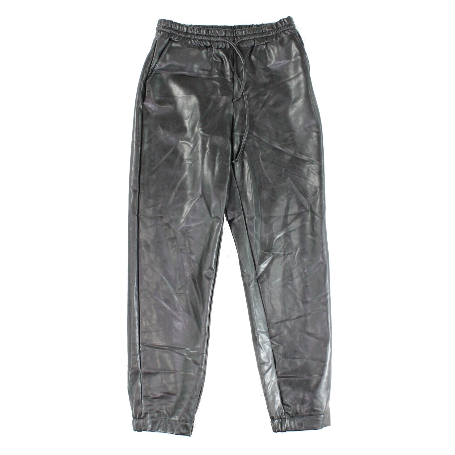 faux leather drawstring pants