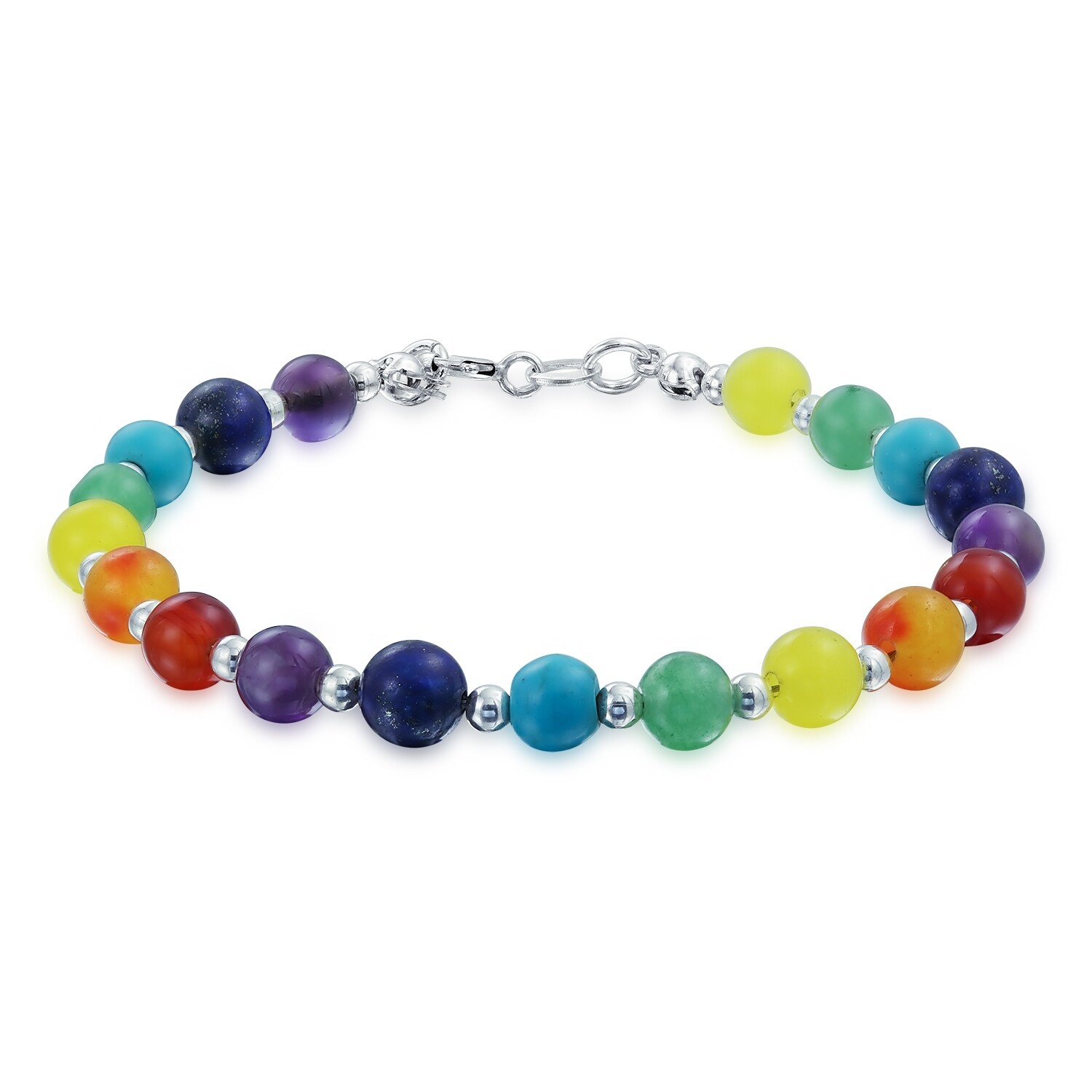 Bling Jewelry Sterling Silver 6mm Multicolor Gemstone Beads Bling Jewelry Sterling Silver 6mm Multicolor Gemstone Beads Bracelet 7 5in On Free Shipping Orders Over 45 17989465