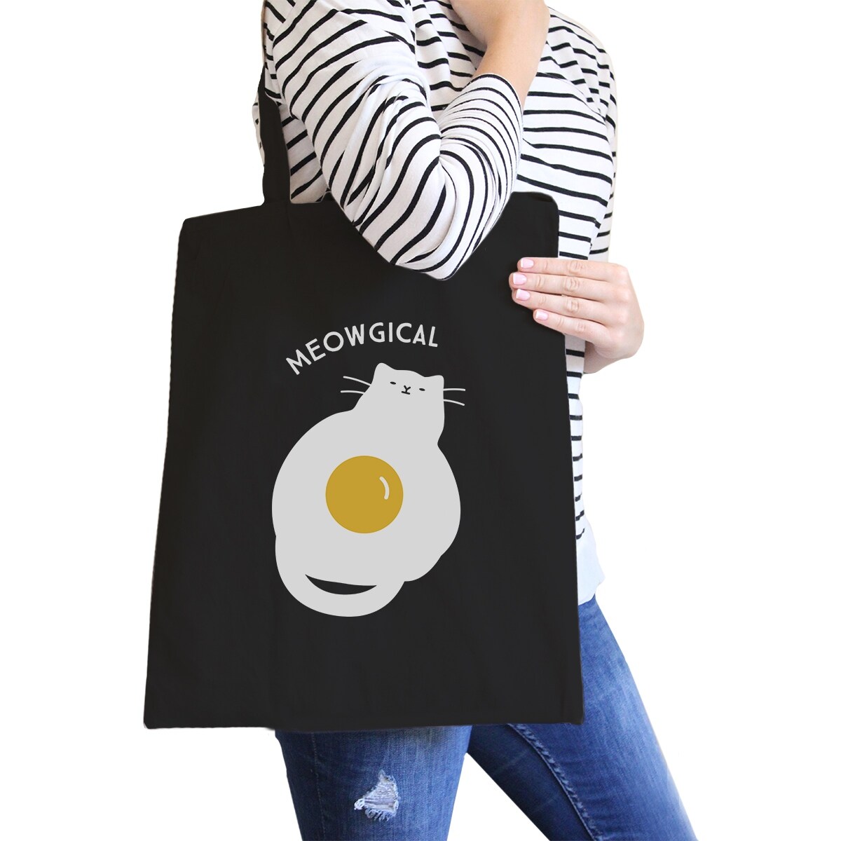 Shop Meowgical Cat Canvas Tote Bag Heavy Cotton Black Cat Lady