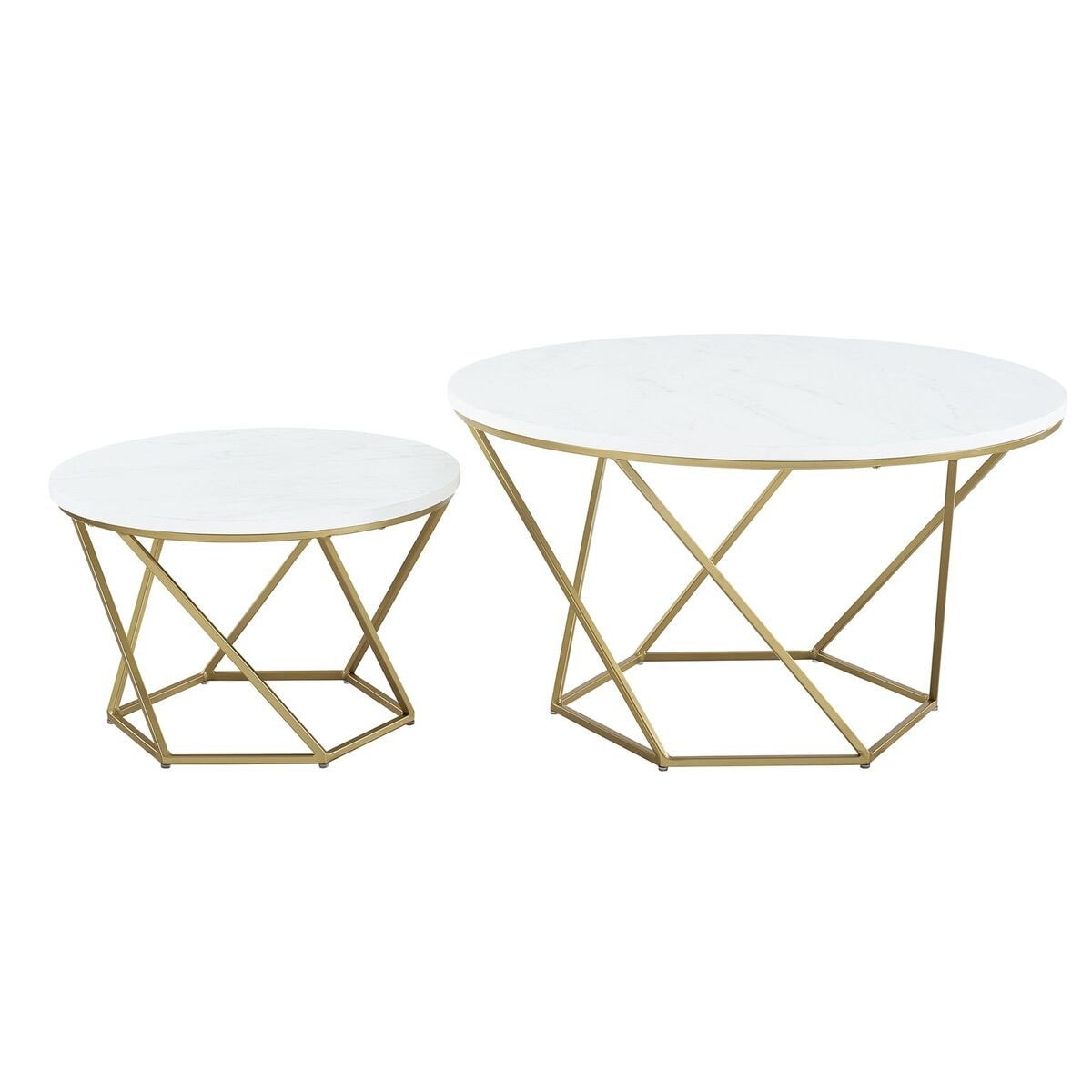 Offex Geometric Nesting Coffee Table White Marble And Gold Offex Geometric Nesting Coffee Table White Marble And Gold Free Shipping Today 23564322