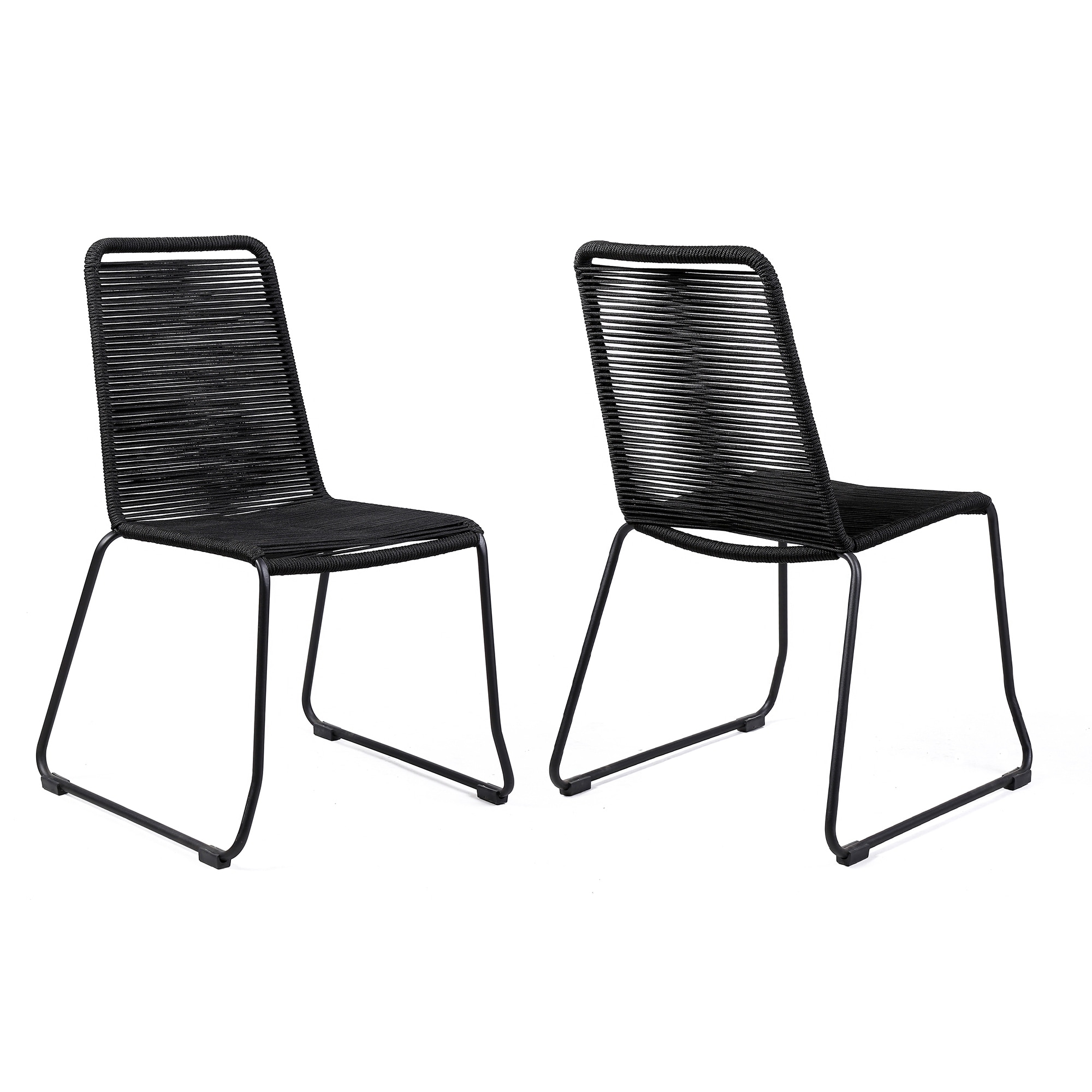 Shasta Outdoor Metal And Rope Stackable Dining Chair Set Of 2 On Sale Overstock 30917074
