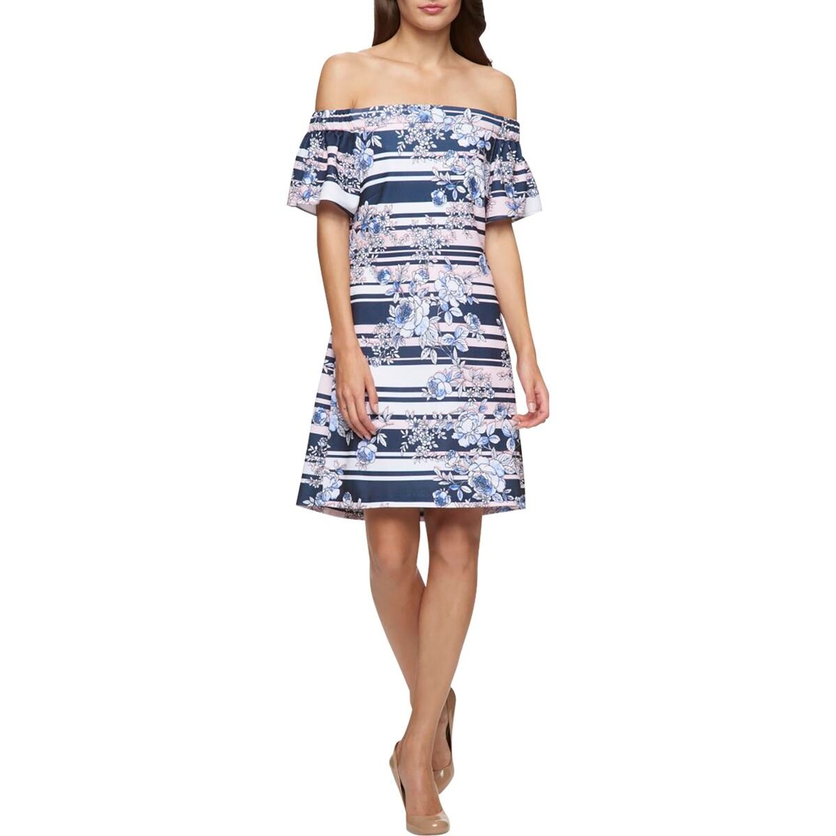 Shop Jessica Simpson Womens Sundress Striped Off The Shoulder Free