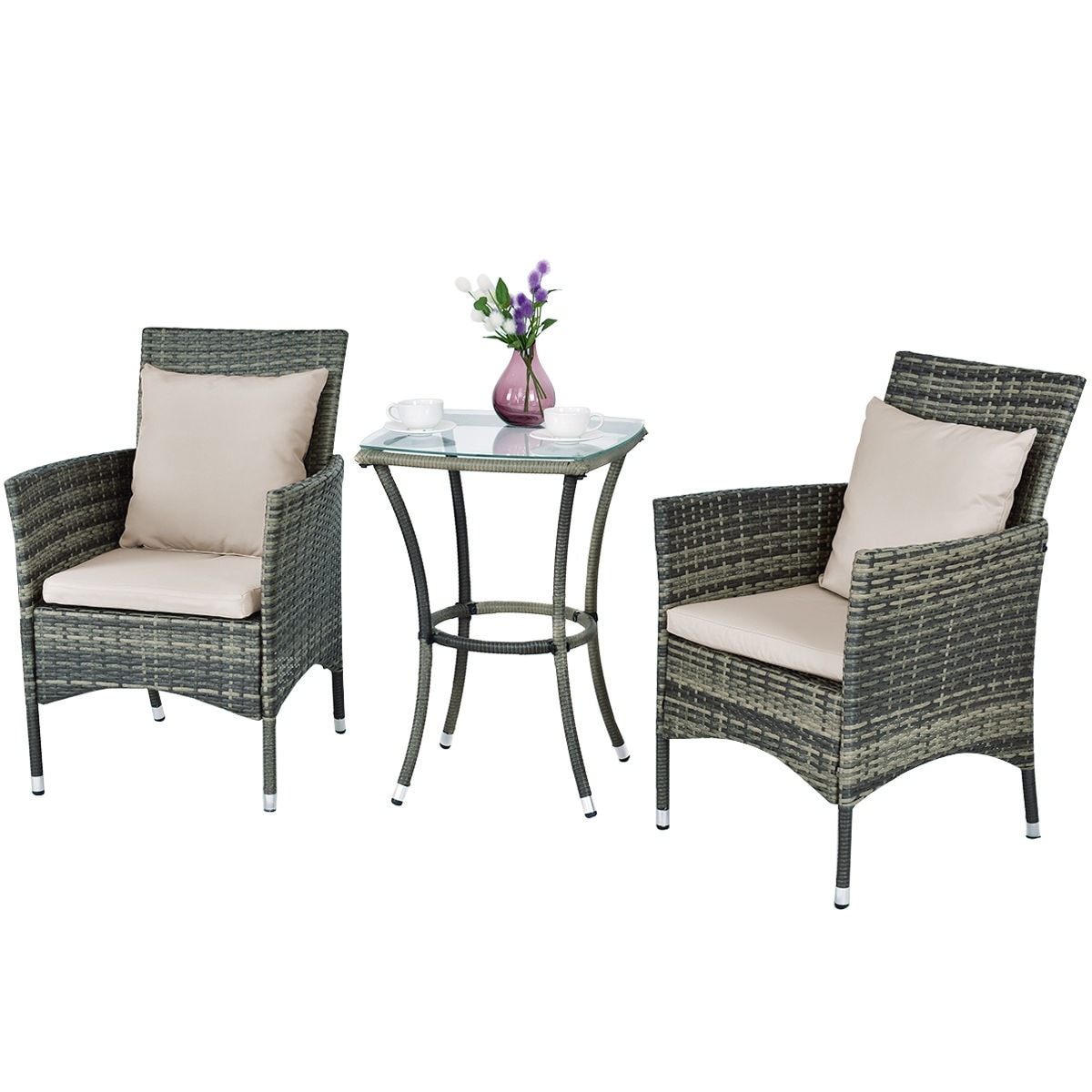 Shop Costway 3PCS Patio Rattan Furniture Set Chairs & Table Garden ... Shop Costway 3PCS Patio Rattan Furniture Set Chairs & Table Garden ...