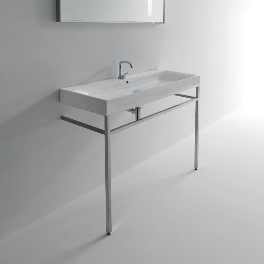 Shop ws bath collections 3534 9123k1 47 1 4 ceramic free standing bathroom console with 1 hole drilled white matte nickel free shipping today