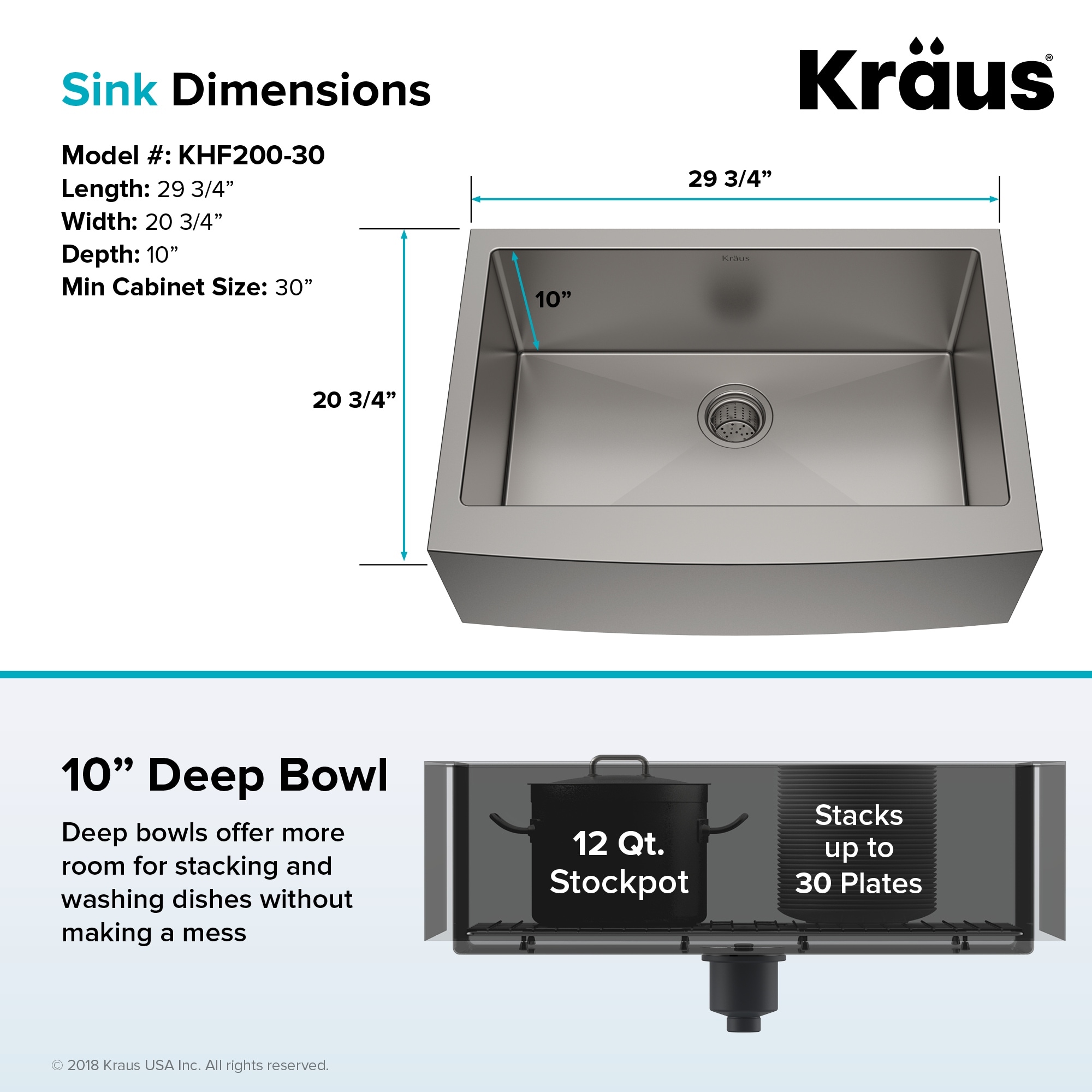 Kraus Standart Pro Stainless Steel 30 In 1 Bowl Farmhouse Kitchen Sink Overstock 3381326