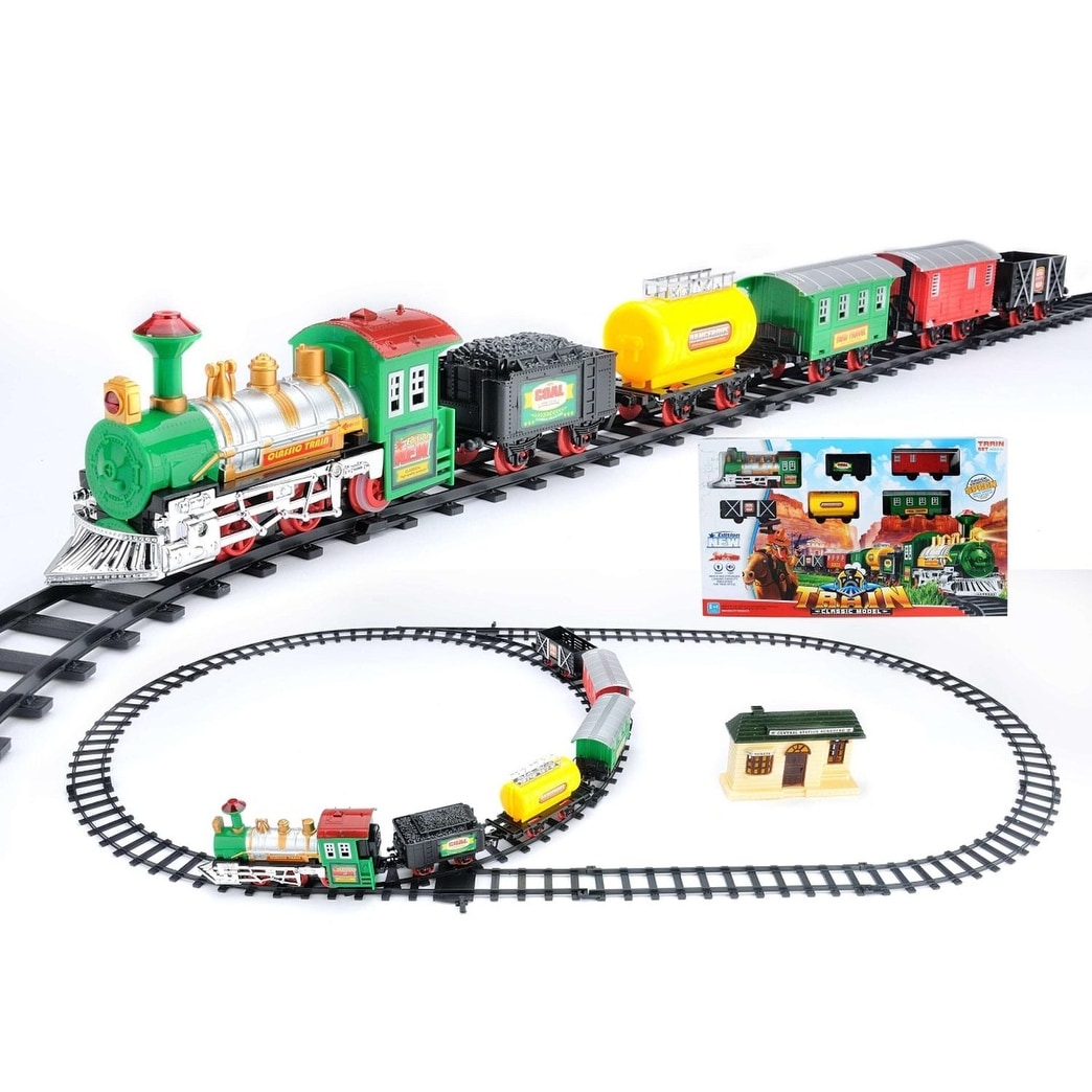 18 Piece Battery Operated Lighted Animated Classic Model Train Set With Sound Overstock 18869063